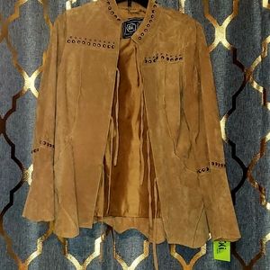 ~NWT~ Chi by Palchi - Vintage Western Women's Suede Leather Jacket-Caramel Brown